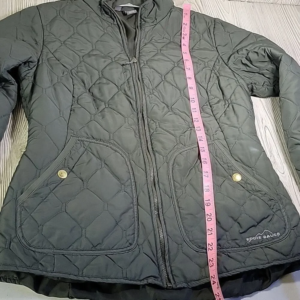Eddie Bauer Green Quilted Full Zip Jacket Womens Size Small
